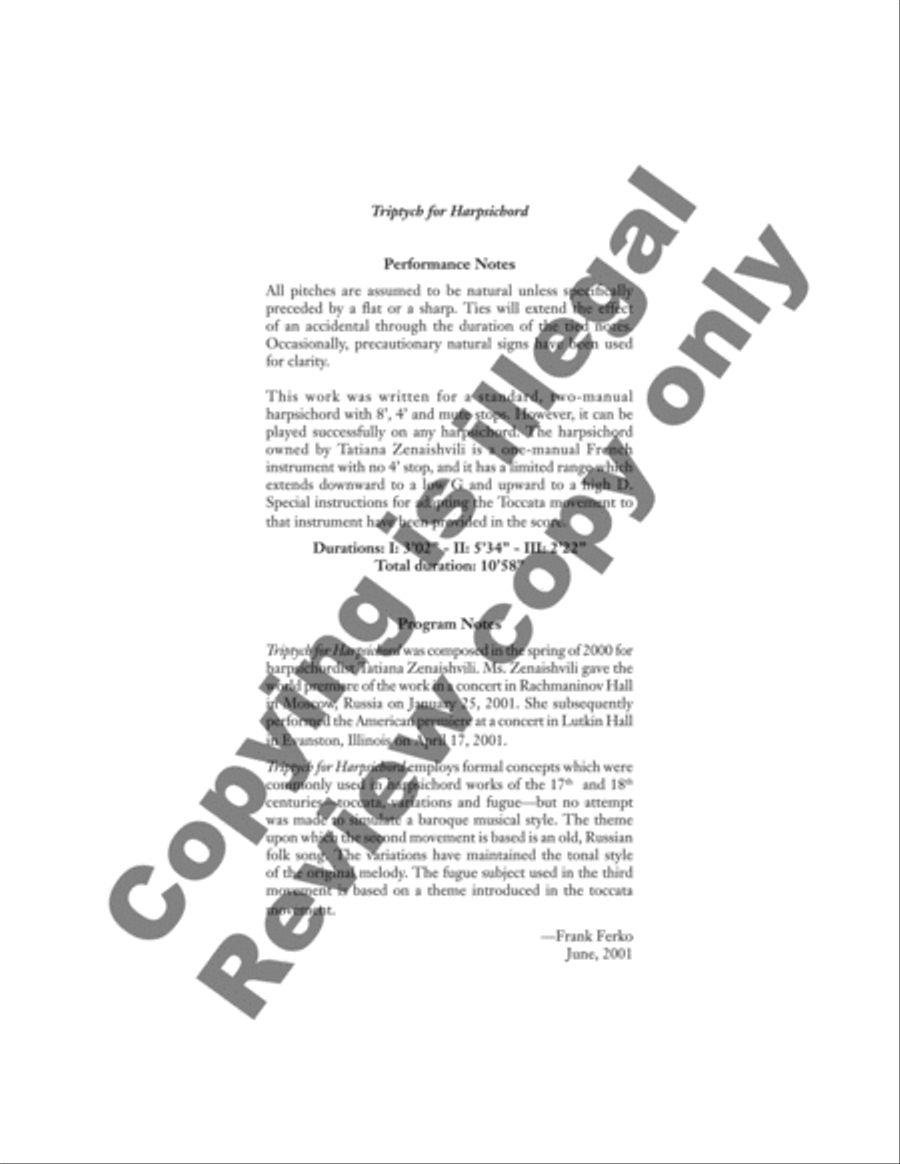 Triptych for Harpsichord Triptych for Harpsichord Harpsichord scores gallery preview page 9