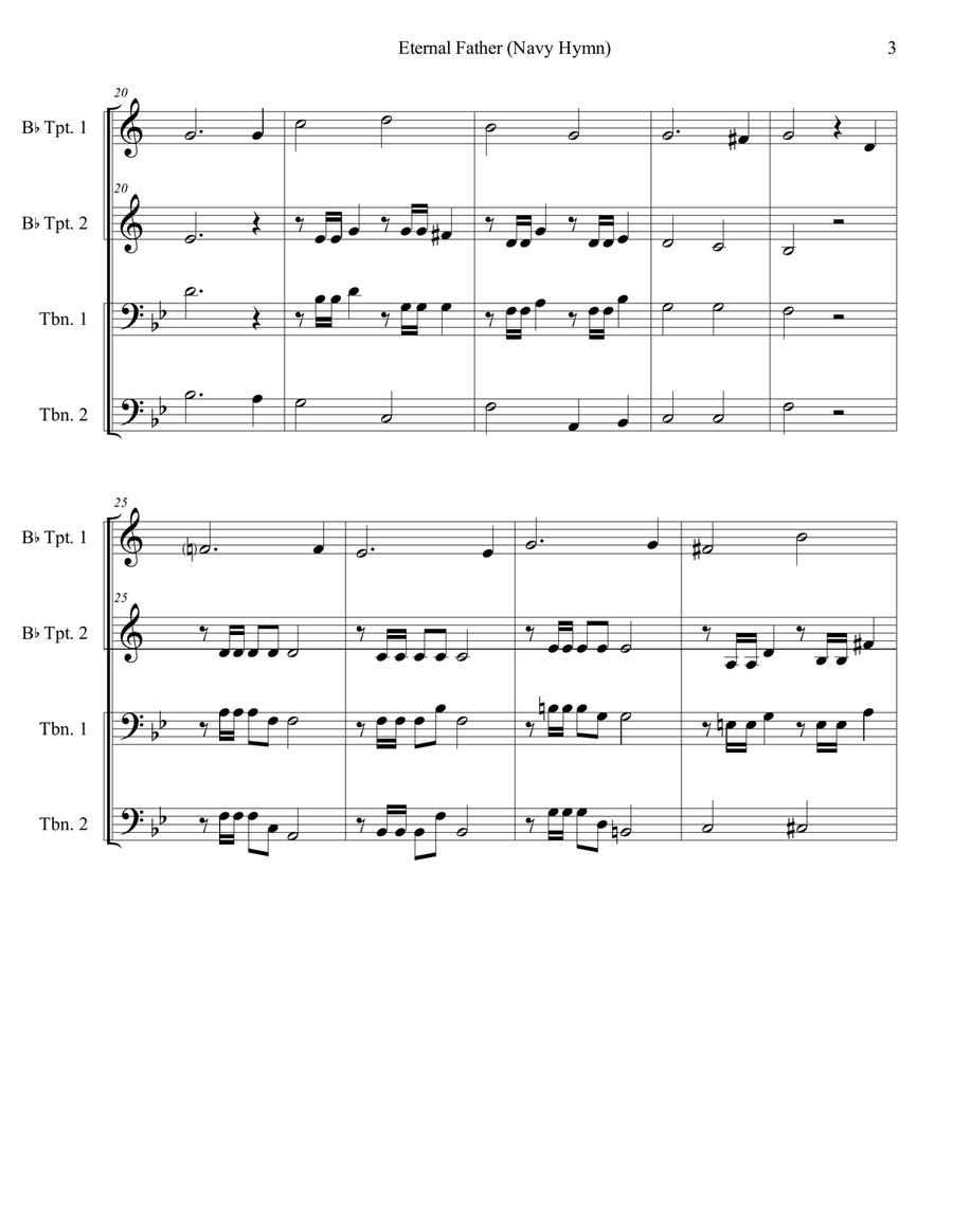 Eternal Father, Strong to Save (Navy Hymn) Brass Ensemble scores gallery preview page 6
