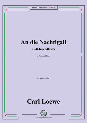 Book cover for Loewe-An die Nachtigall,in A flat Major,for Voice and Piano