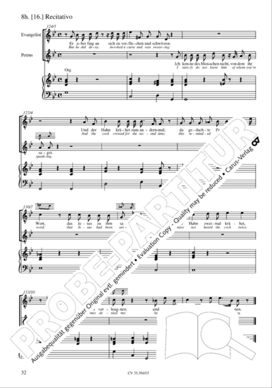 St. Mark Passion (Markus-Passion) 4-Part scores gallery preview page 33