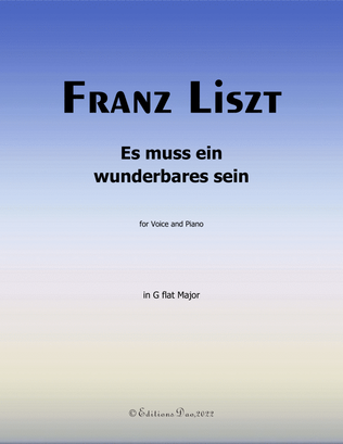 Book cover for Es muss ein wunderbares sein, by Liszt, in G flat Major