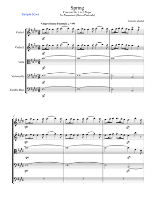 Book cover for SPRING (La Primavera), 3rd. Mov., DANZA PASTORALE, String Orchestra, Intermediate Level