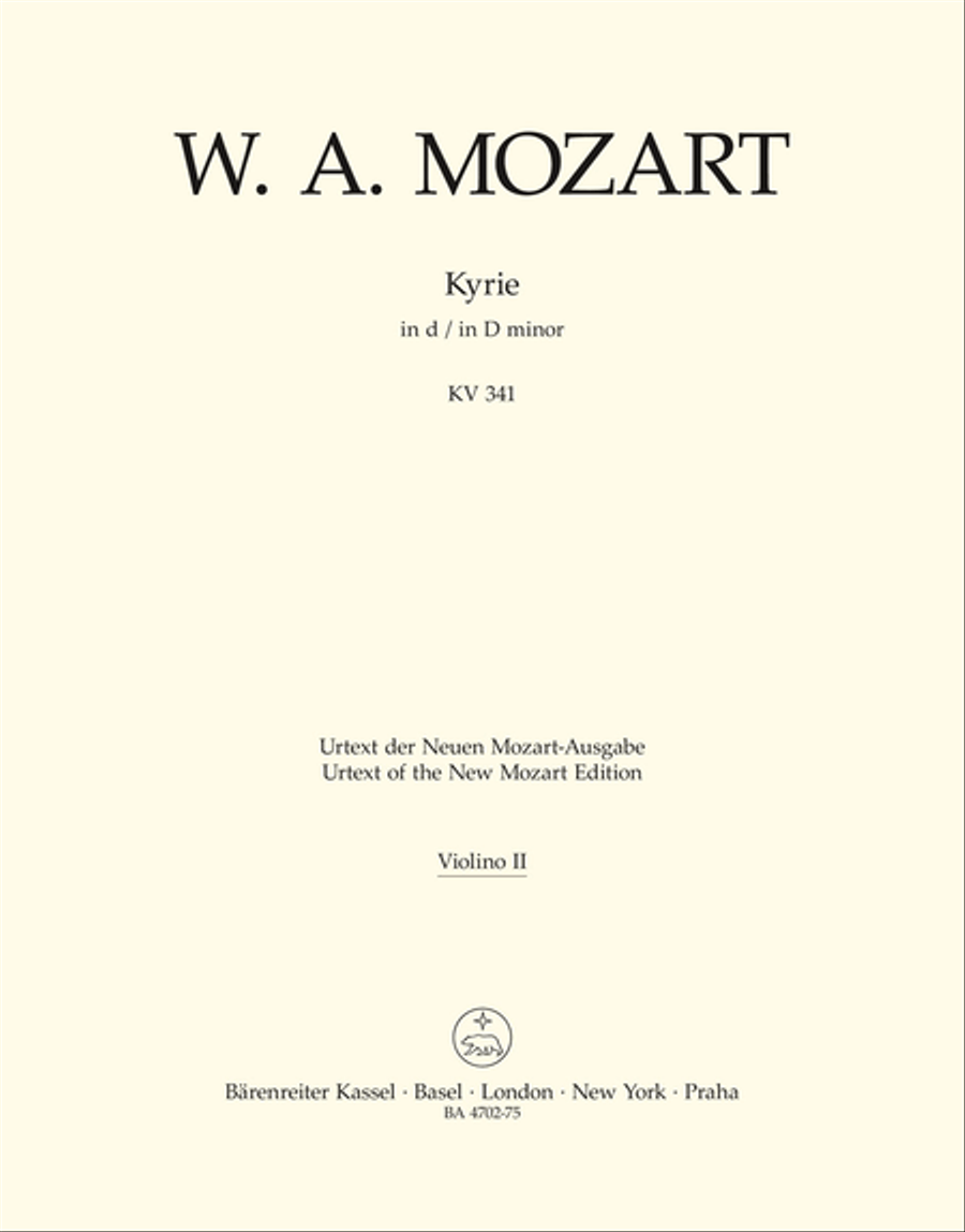 Kyrie d minor, KV 341 (368a) Violin scores gallery preview page 1