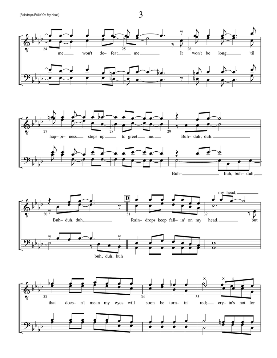 Raindrops Keep Fallin' On My Head TTBB scores gallery preview page 3