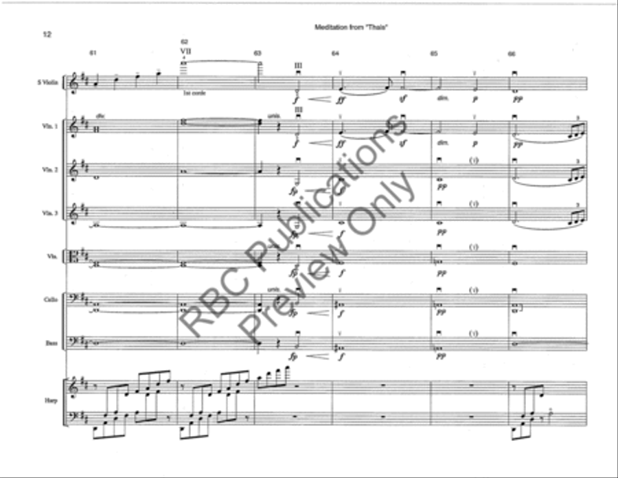 Meditation From Thais Violin W/Orch (Score) String Orchestra scores gallery preview page 15