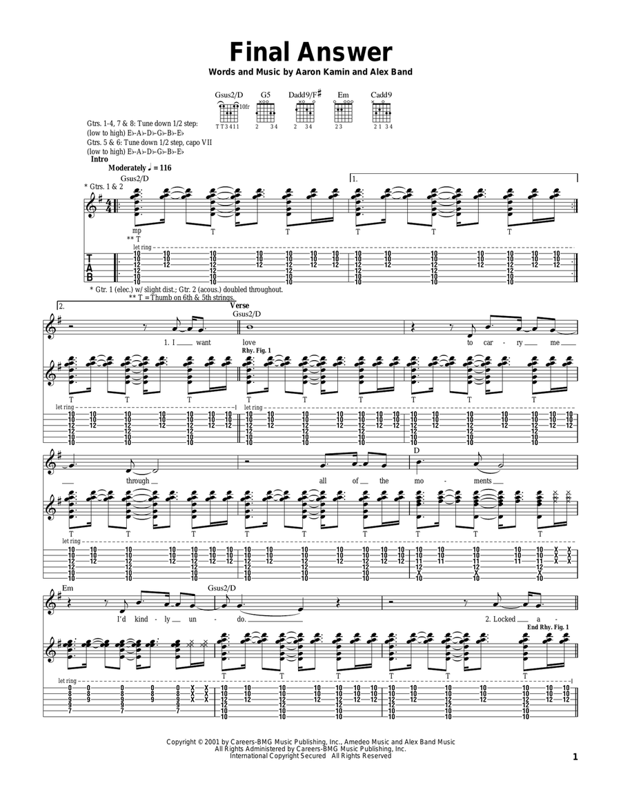 Final Answer Final Answer Acoustic Guitar scores gallery preview page 1