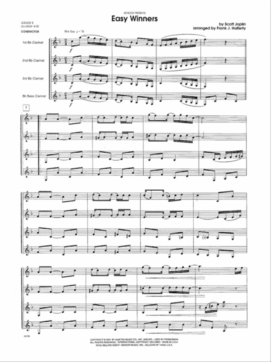 Easy Winners B-Flat Clarinet scores gallery preview page 2
