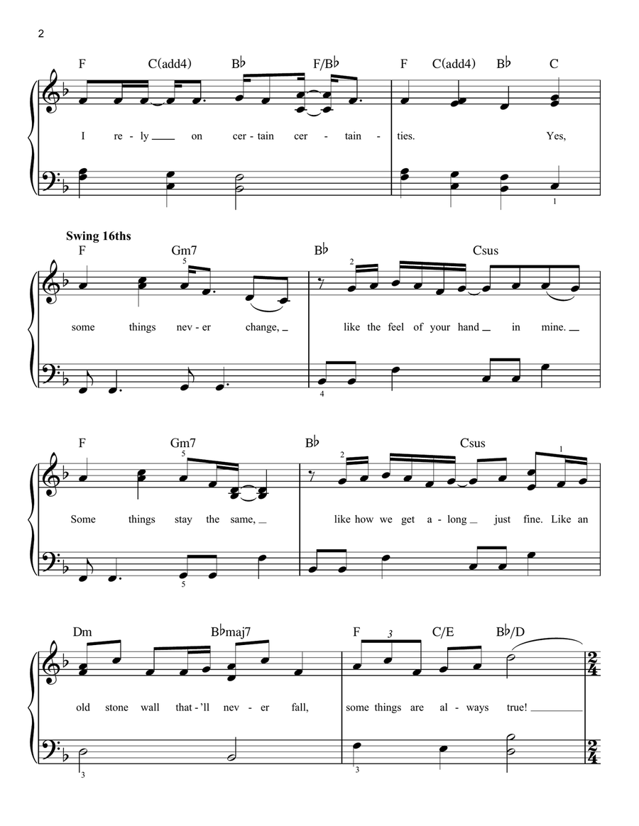 Some Things Never Change (from Disney's Frozen 2) Easy Piano scores gallery preview page 2
