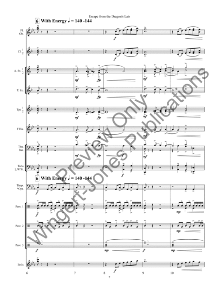 Escape from the Dragons Lair Concert Band scores gallery preview page 6