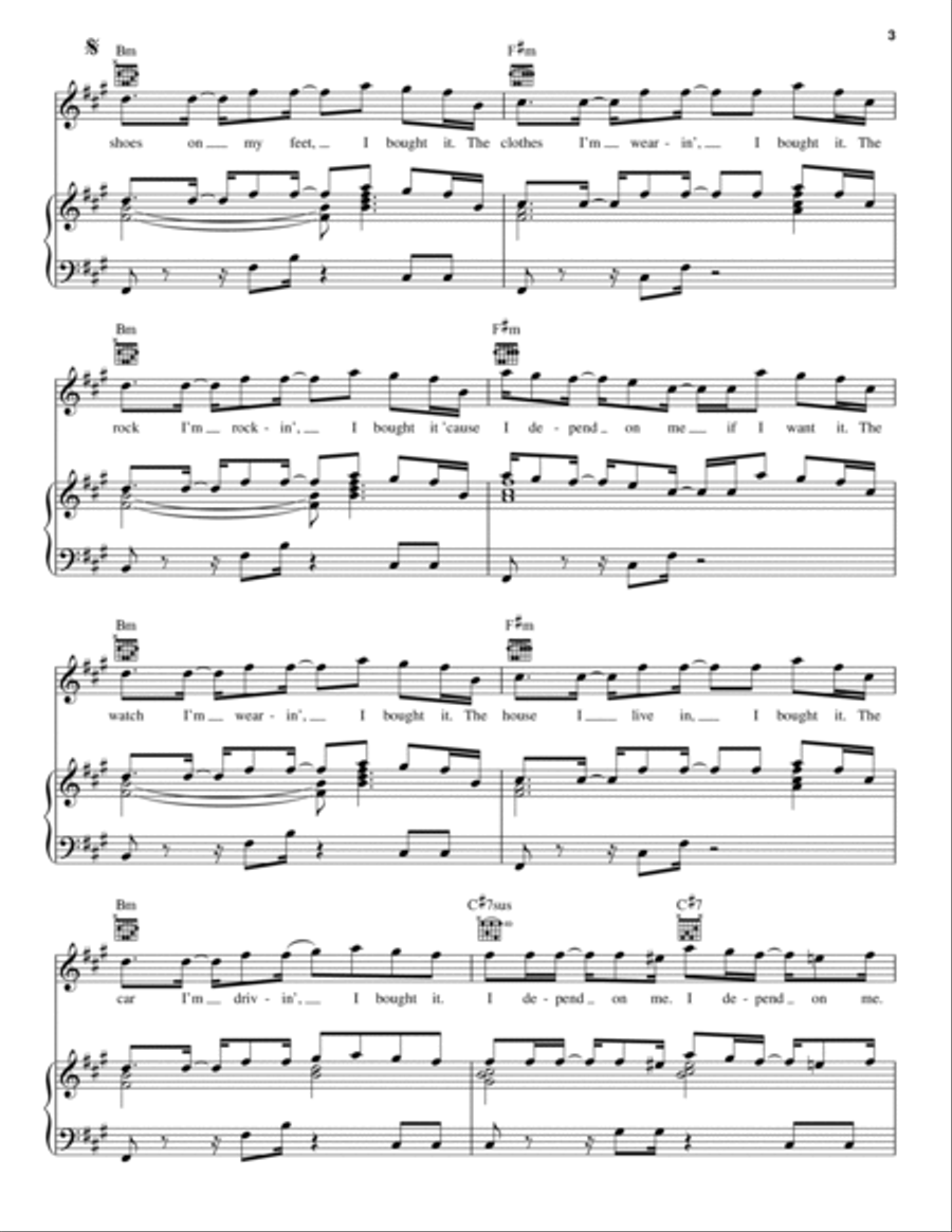 Independent Women Part I Independent Women Part I Piano, Vocal, Guitar scores gallery preview page 3