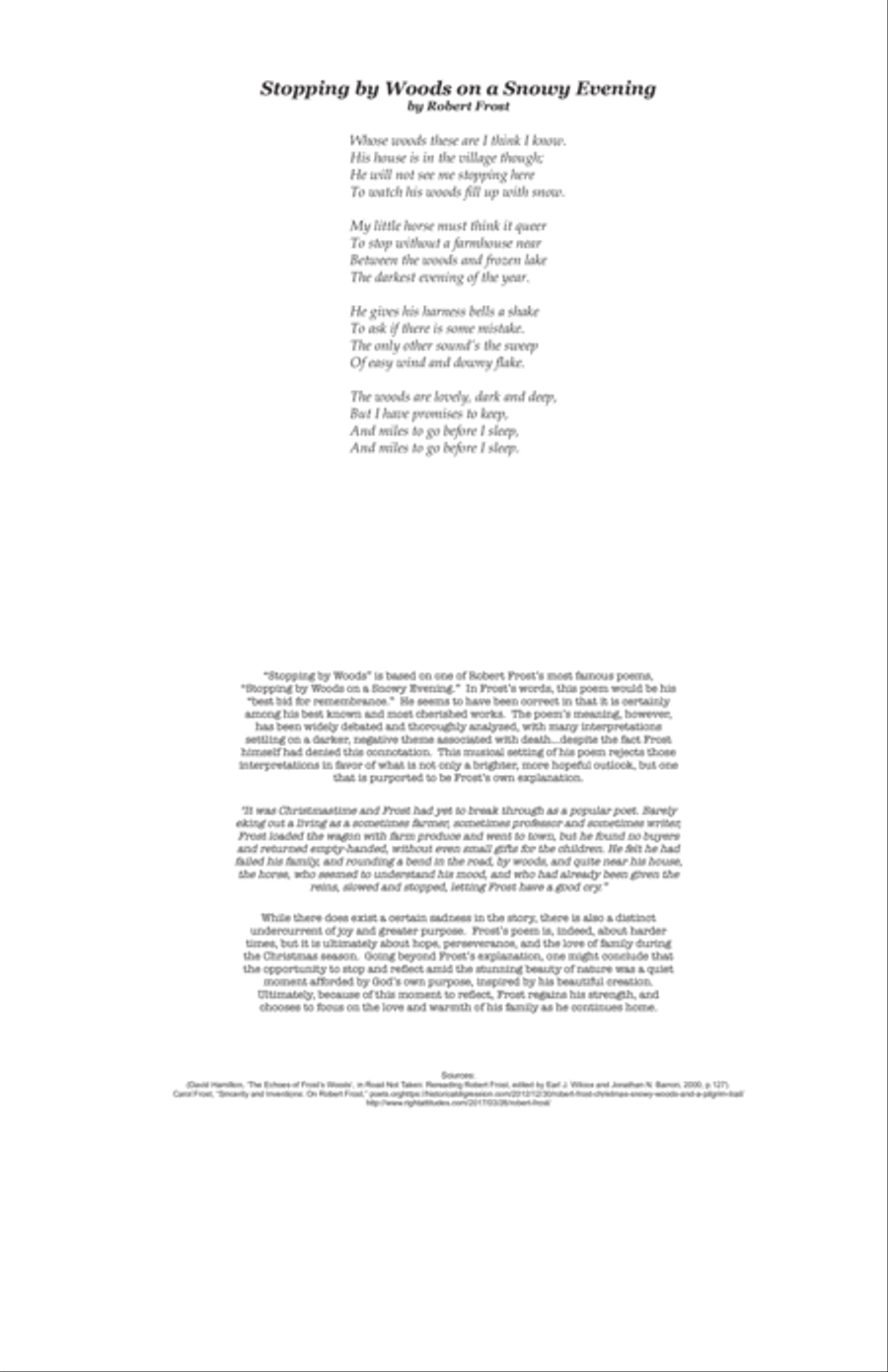 Stopping by Woods (Robert Frost) – FULL SCORE (FULL ORCH)