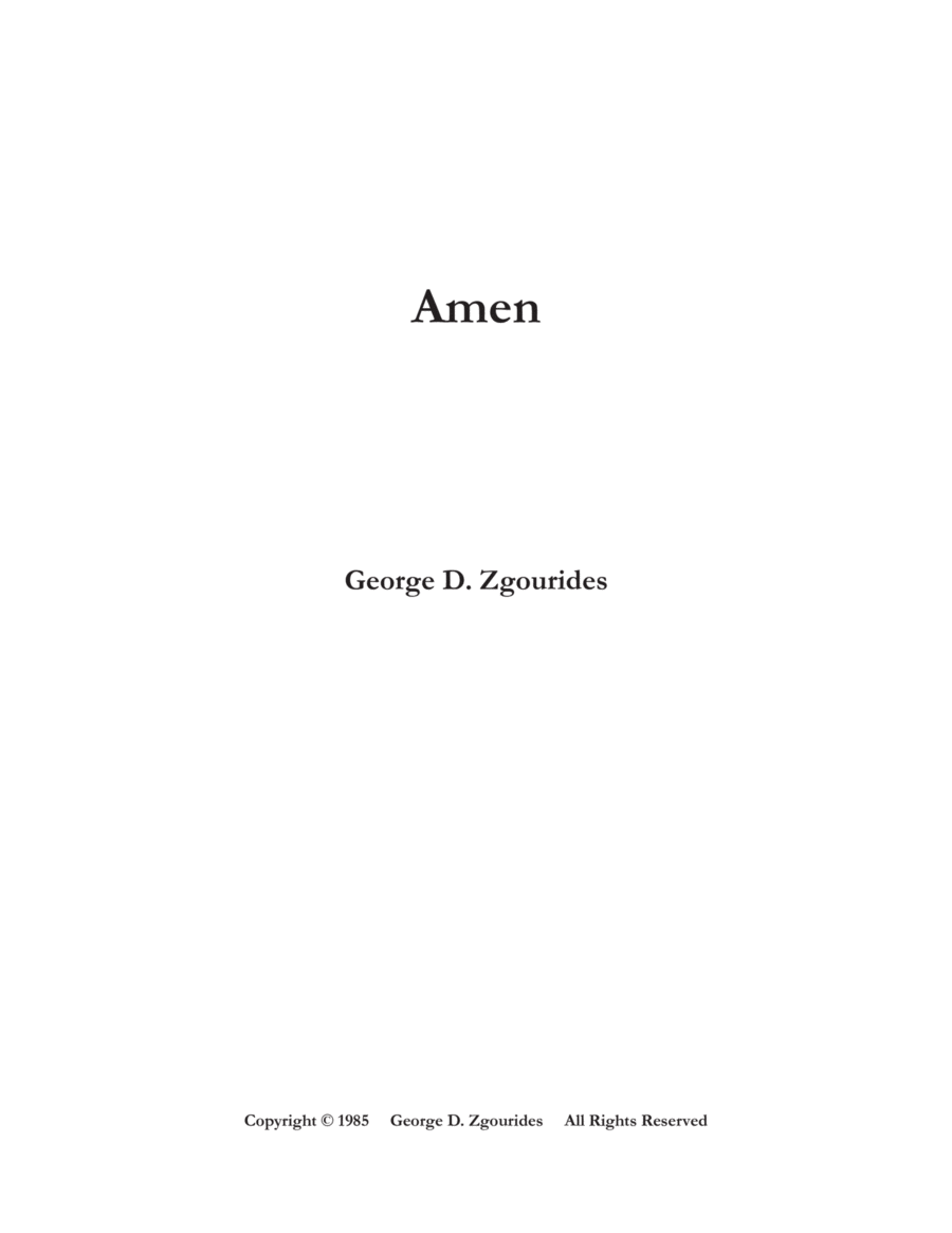 AMEN (1985) 4-Part scores gallery preview page 1