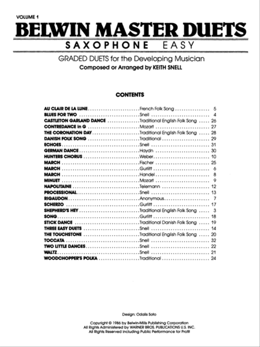Belwin Master Duets (Saxophone), Volume 1 Woodwind Duet scores gallery preview page 2