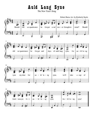Auld Lang Syne (The New Year's Song) for Early Intermediate Piano Level 4 in D Major