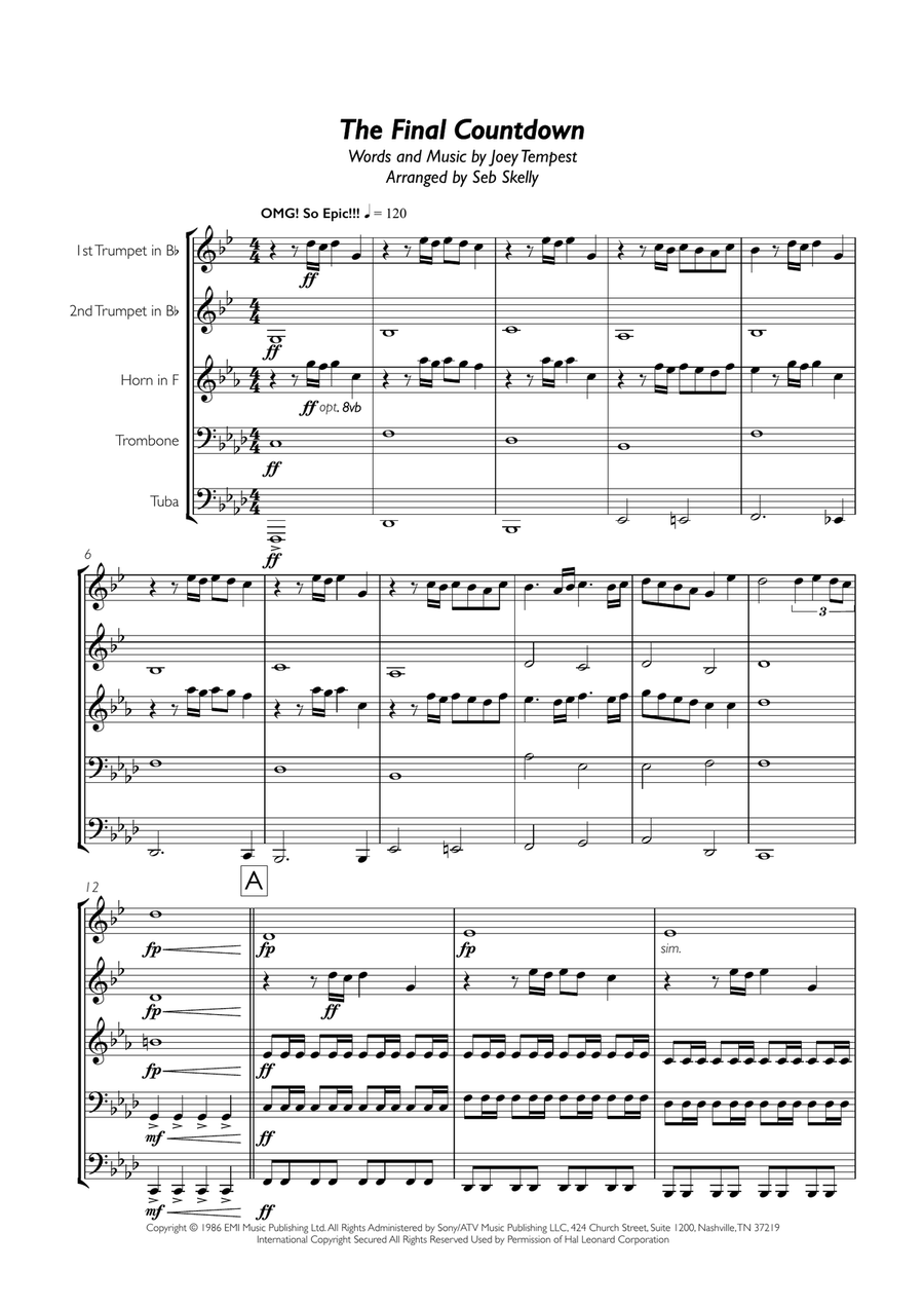Final Countdown Brass Ensemble scores gallery preview page 1