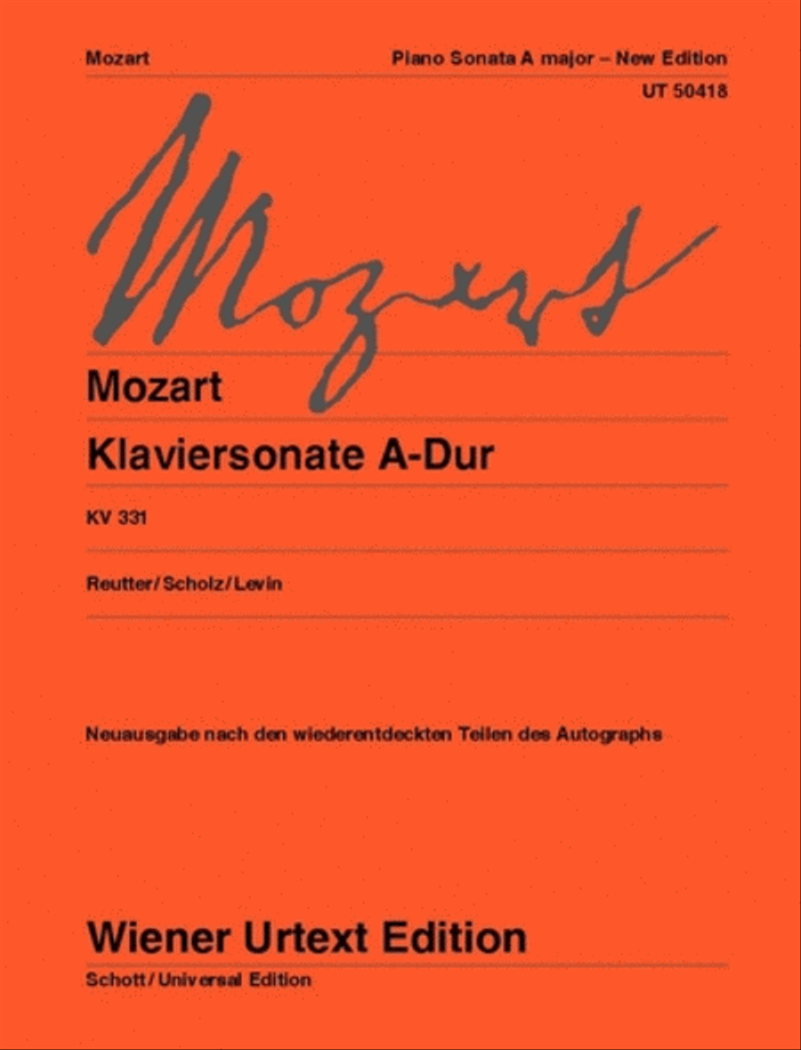 Piano Sonata in A Major Chamber Music scores gallery preview page 1