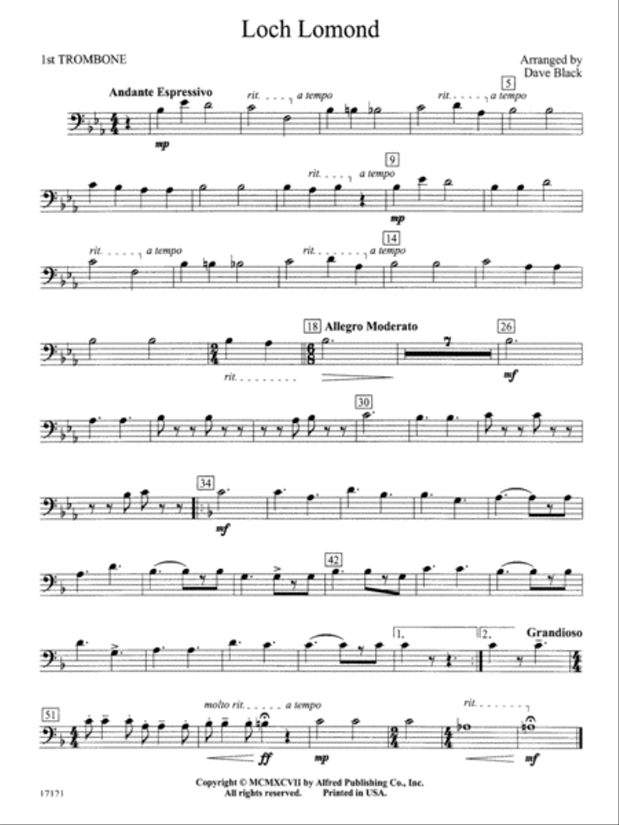Loch Lomond: 1st Trombone Concert Band scores gallery preview page 1