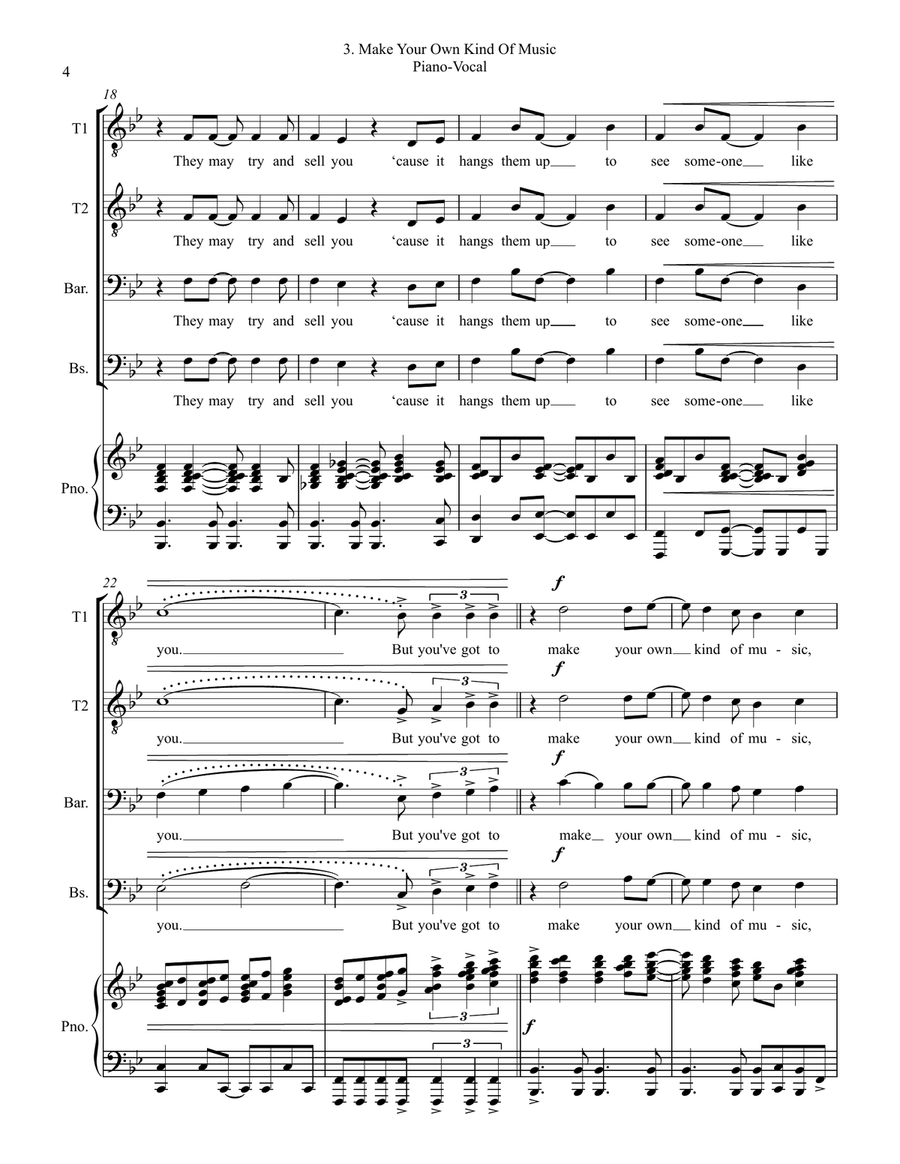 Make Your Own Kind Of Music TTBB scores gallery preview page 4