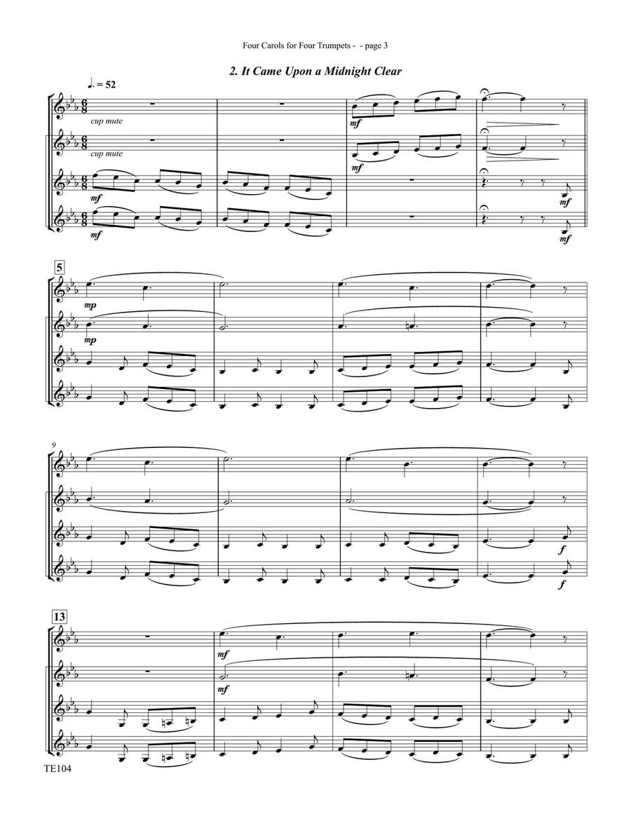 Four Carols for Four Trumpets Trumpet scores gallery preview page 3