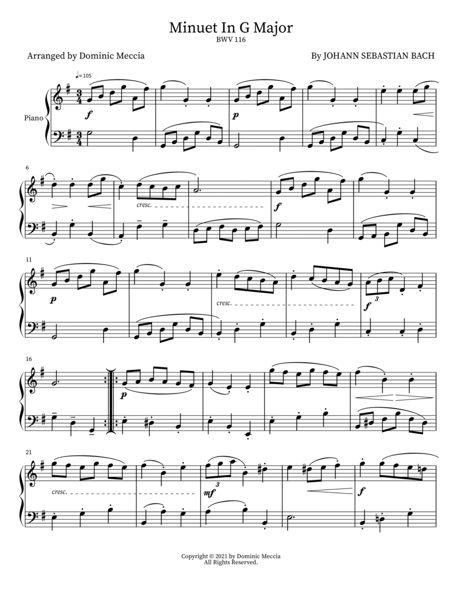 Book cover for Minuet In G Major
