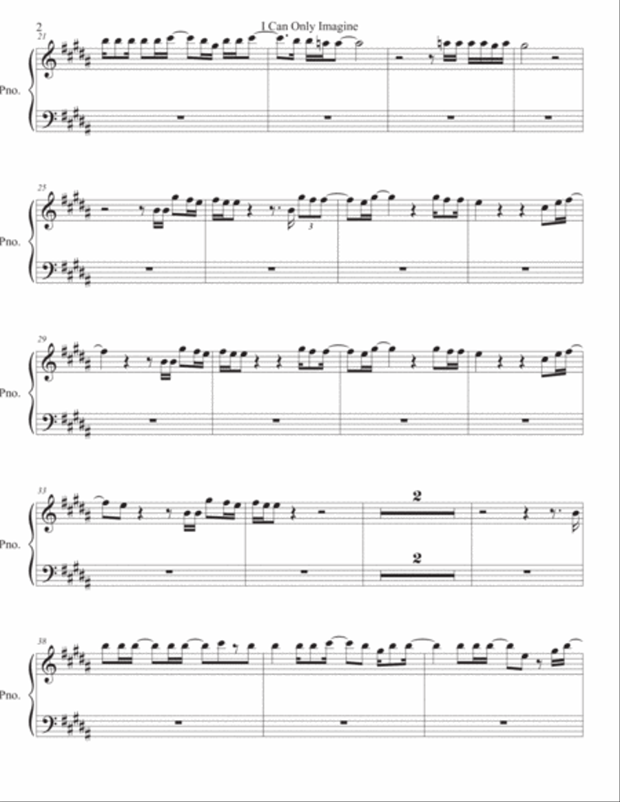 I Can Only Imagine Easy Piano scores gallery preview page 2