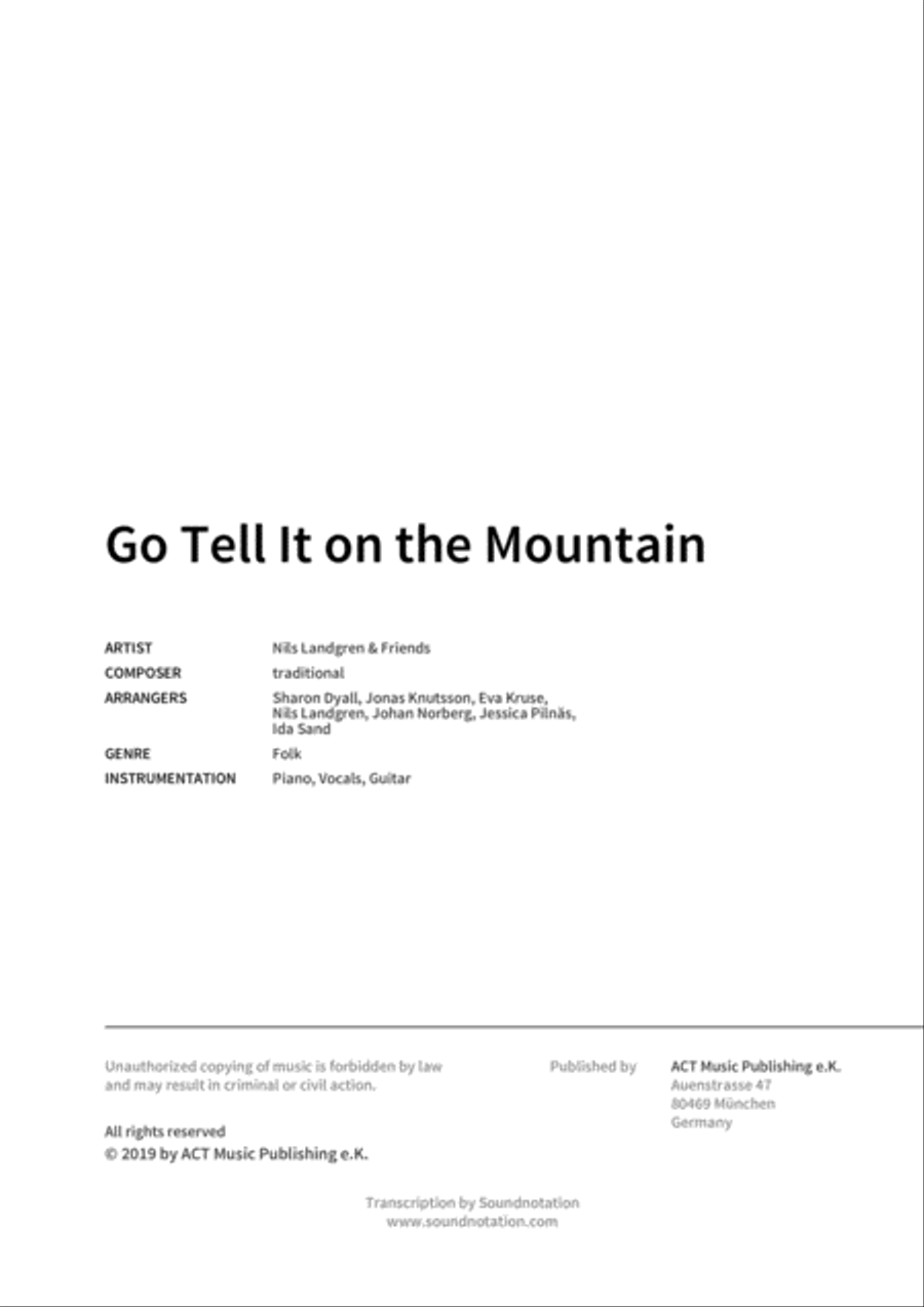 Go Tell It on the Mountain Piano, Vocal, Guitar scores gallery preview page 2