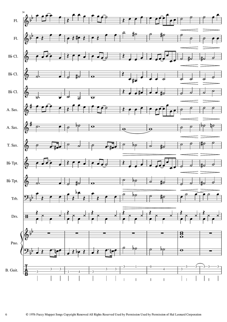The Muppet Show Theme The Muppet Show Theme Concert Band scores gallery preview page 6