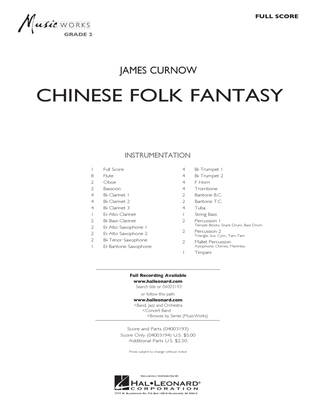 Book cover for Chinese Folk Fantasy - Full Score