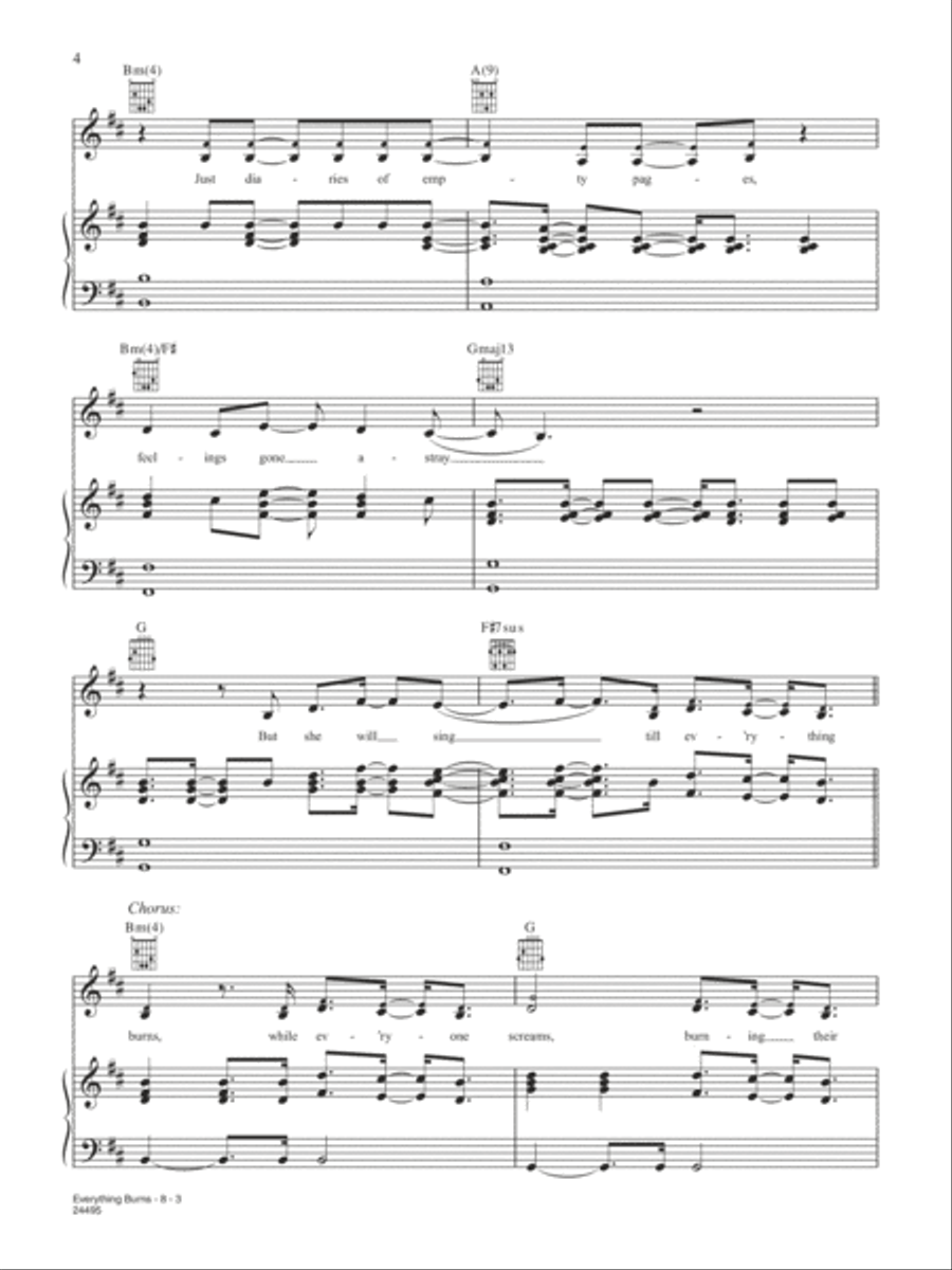 Everything Burns (from The Fantastic 4) Piano, Vocal, Guitar scores gallery preview page 3