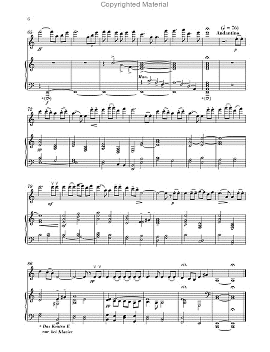 Kadenz und Thema fur Violine und Orgel (Klavier)