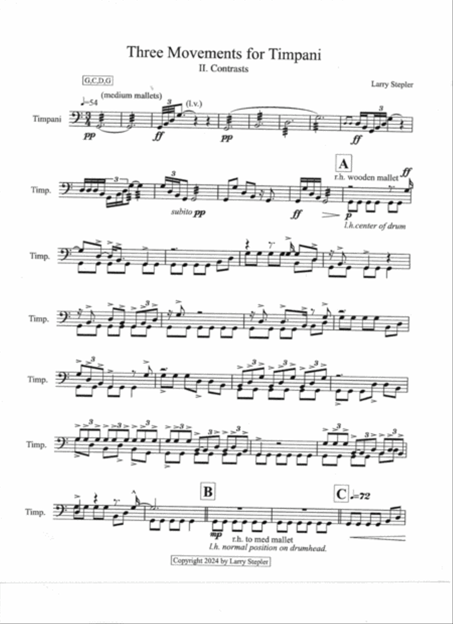 Three Movements for Timpani Percussion scores gallery preview page 3