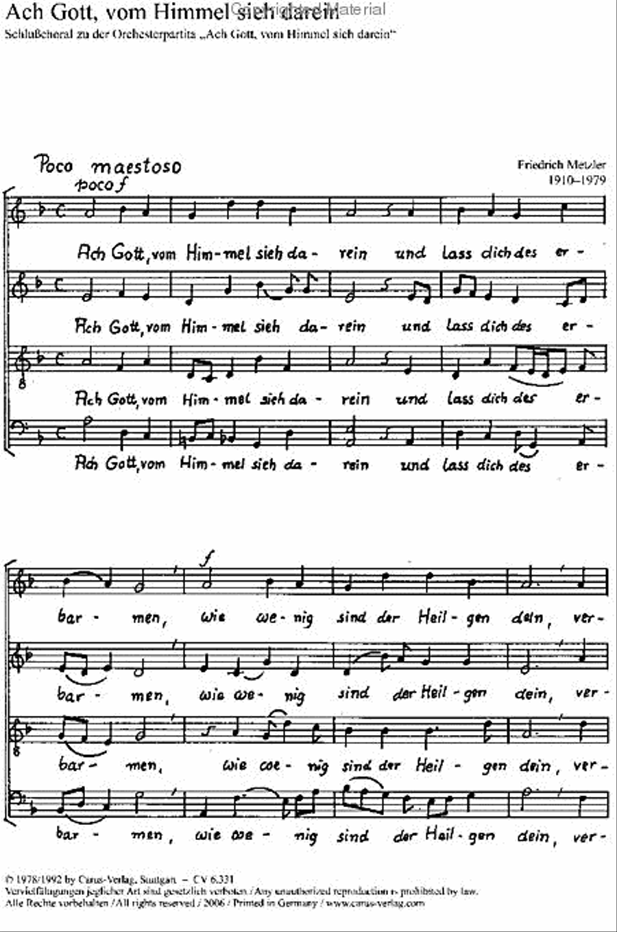 O God, from heaven look on us (Ach Gott, vom Himmel sieh darein) 4-Part scores gallery preview page 2