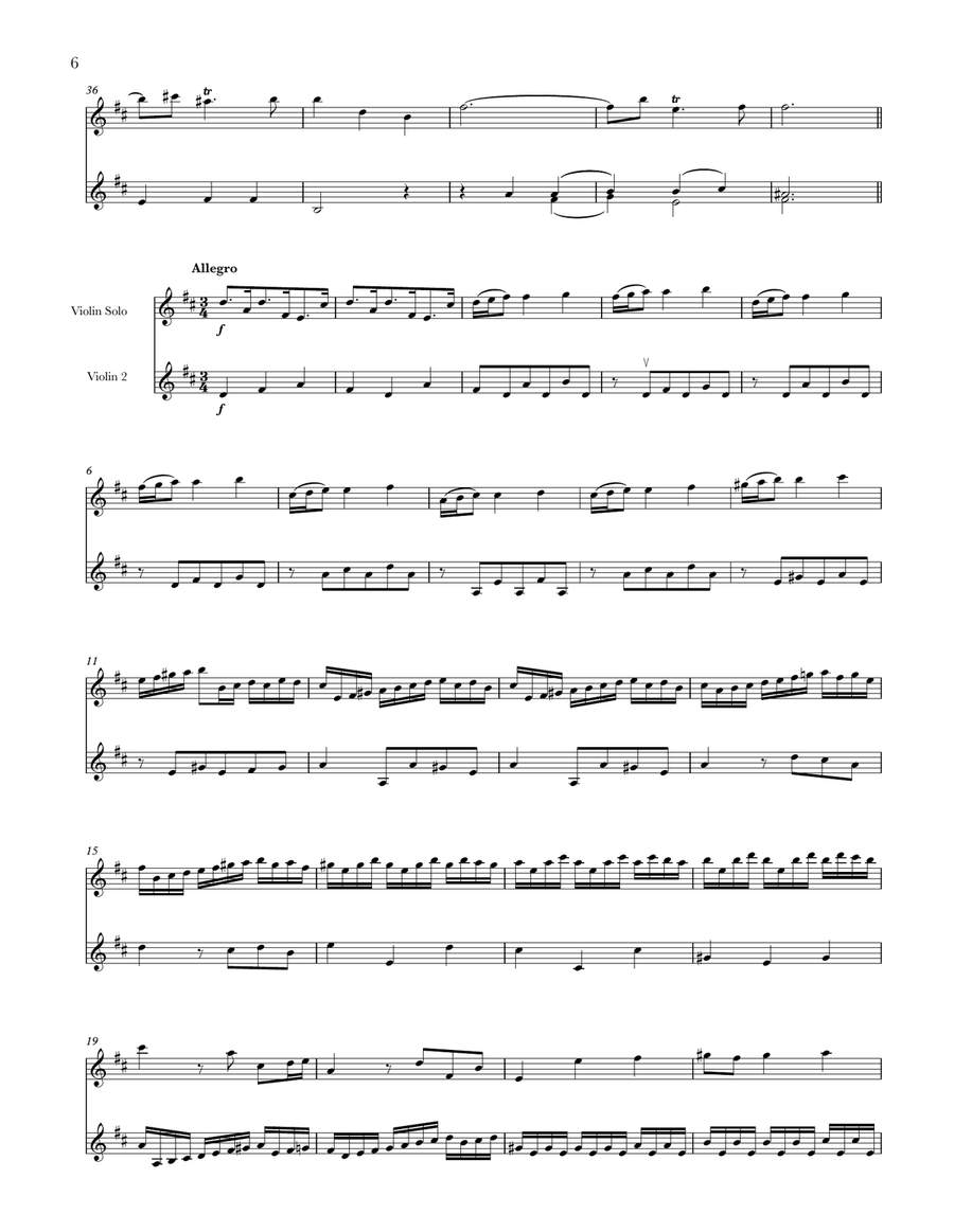 Violin Sonata in D Major, HWV 371 (arr. 2 violins) String Duet scores gallery preview page 6