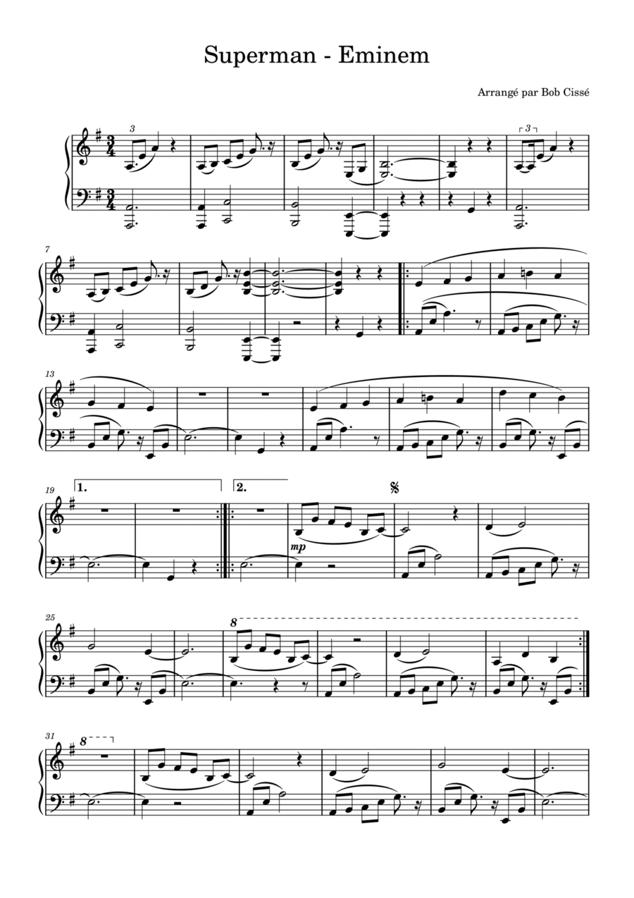 Superman Piano Solo scores gallery preview page 1
