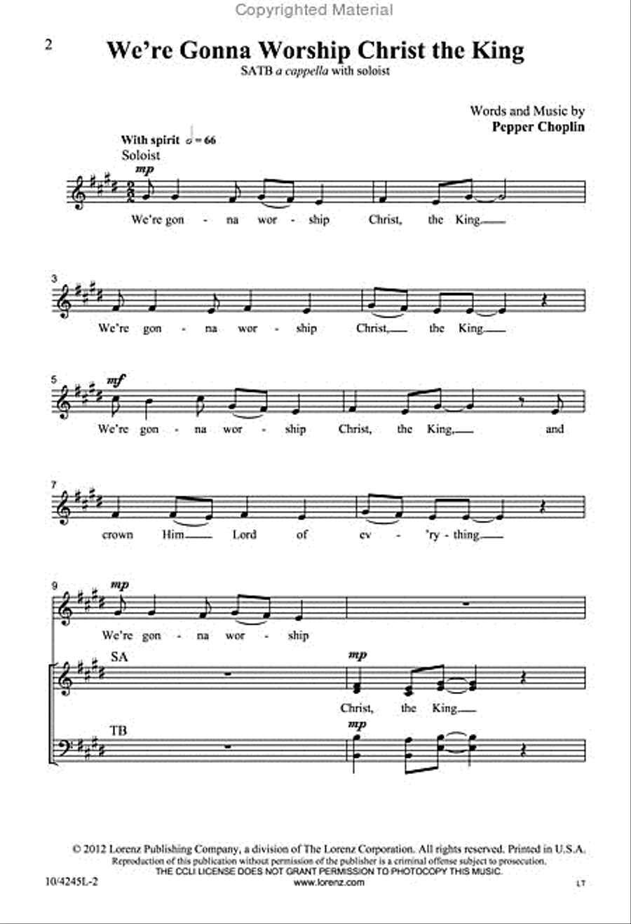 We're Gonna Worship Christ the King 4-Part scores gallery preview page 2