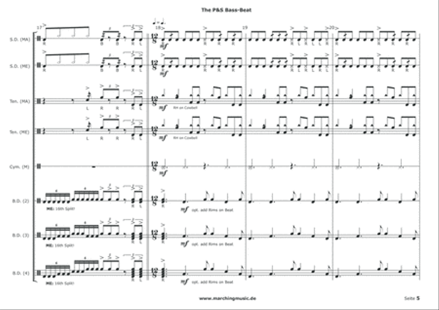 BASS BEAT (Street Cadence) Marching Band scores gallery preview page 6