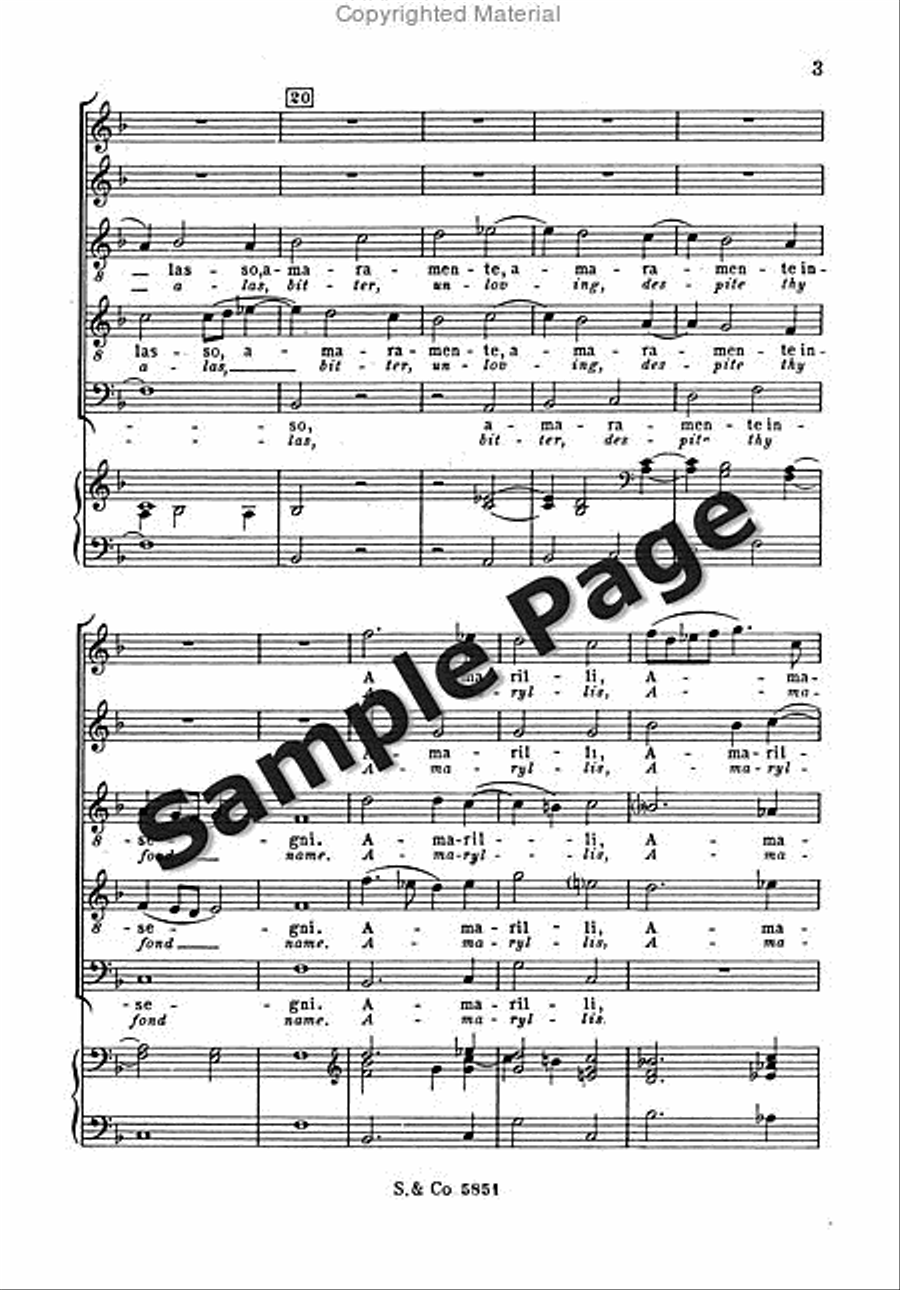 Monteverdi Cruda Amarilli Satt SATTB scores gallery preview page 6