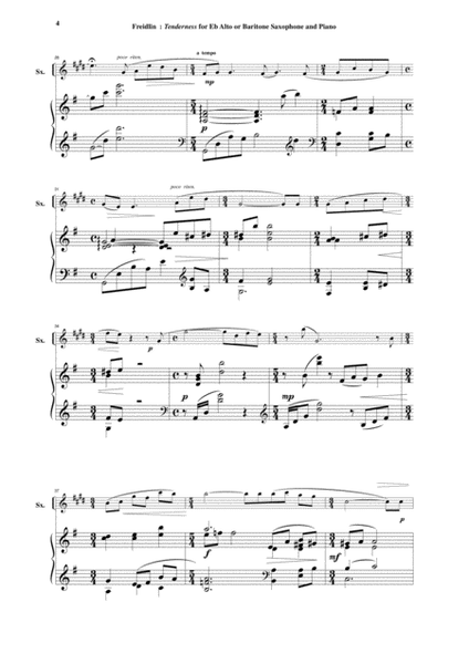 Jan Freidlin: Tenderness for Eb alto or baritone saxophone and piano
