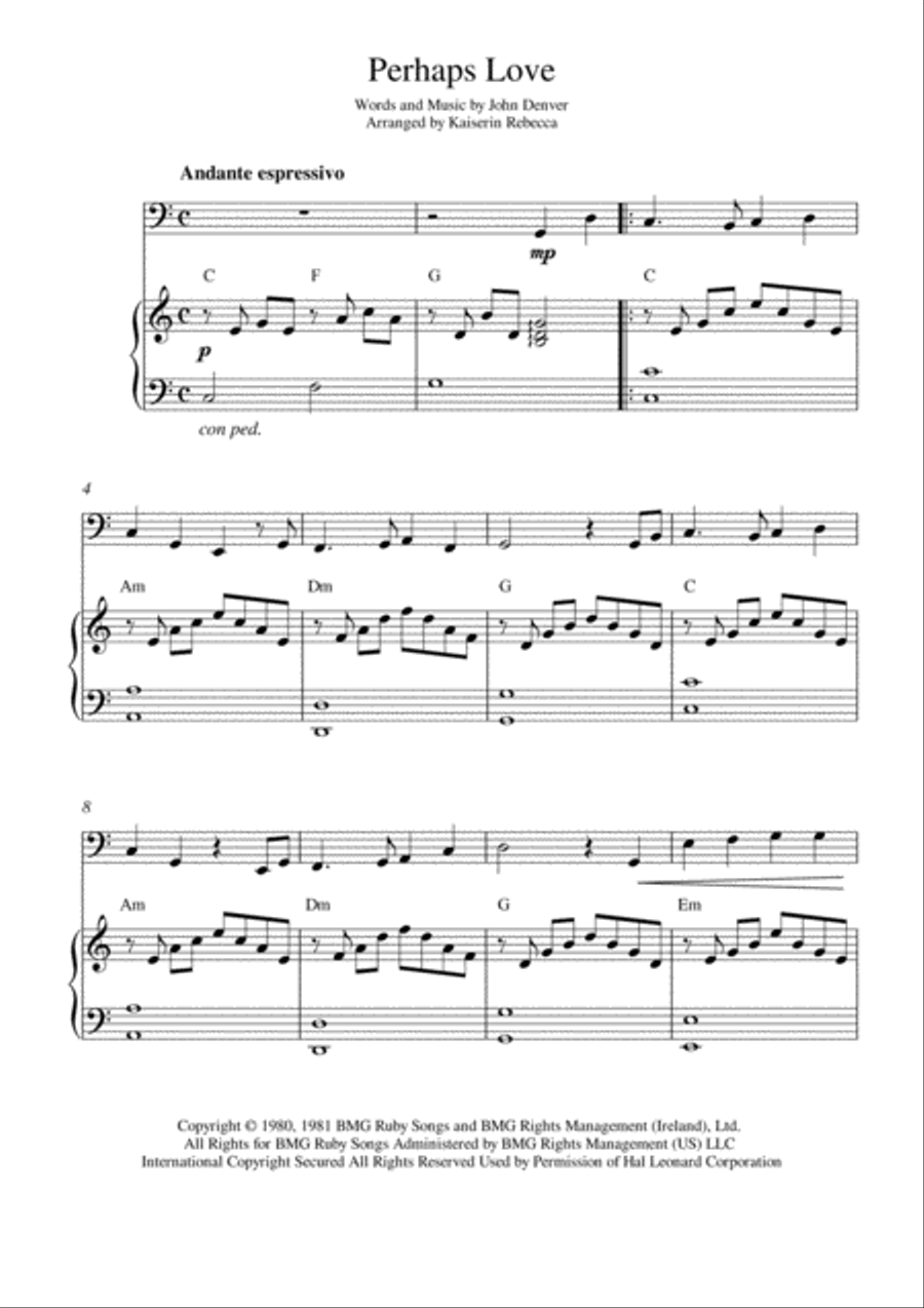 Perhaps Love Piano scores gallery preview page 1