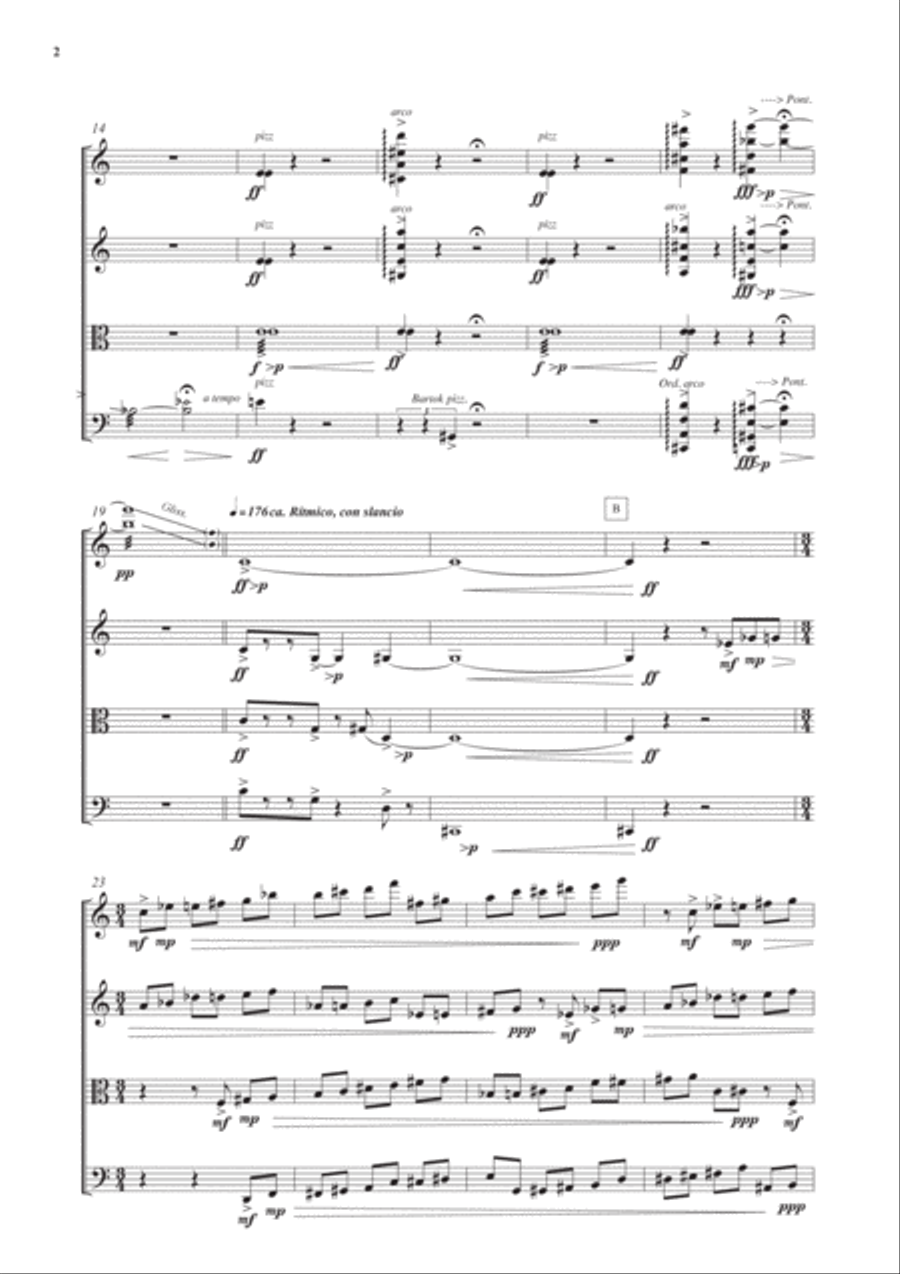 LUCIO GREGORETTI: L’acqua era buia assai String Quartet scores gallery preview page 4