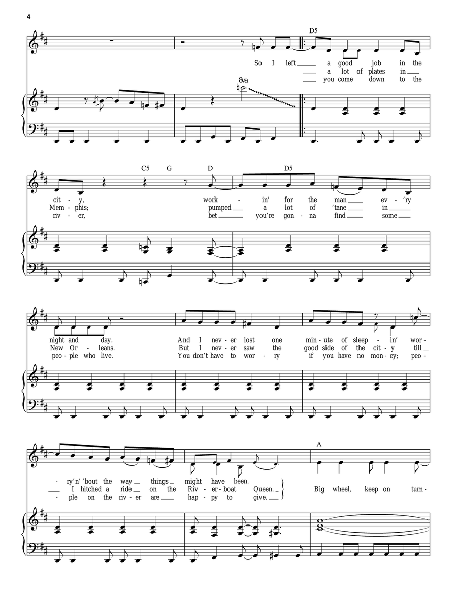 Proud Mary Piano, Vocal scores gallery preview page 4
