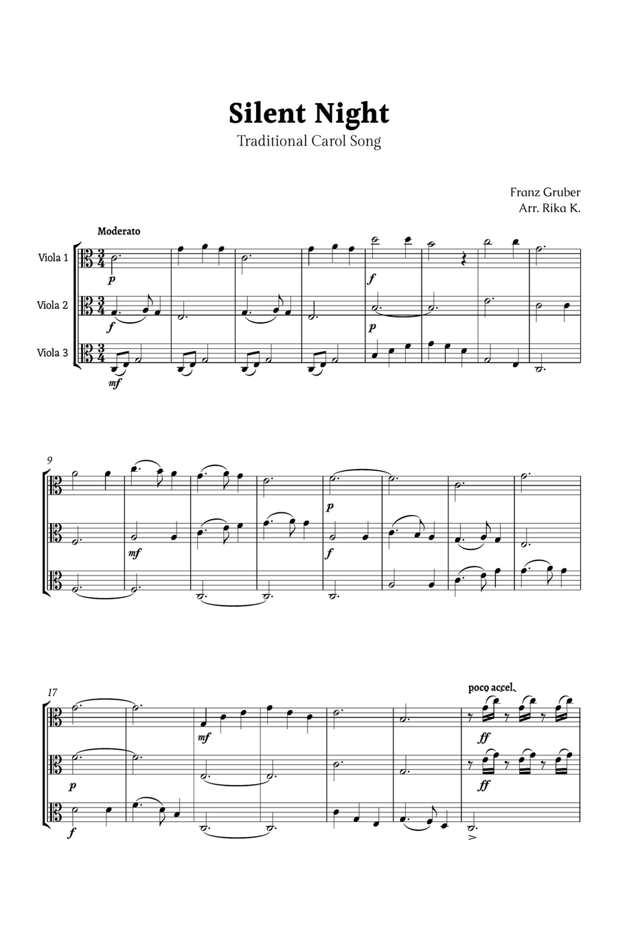 Silent Night for Viola Trio String Trio scores gallery preview page 1