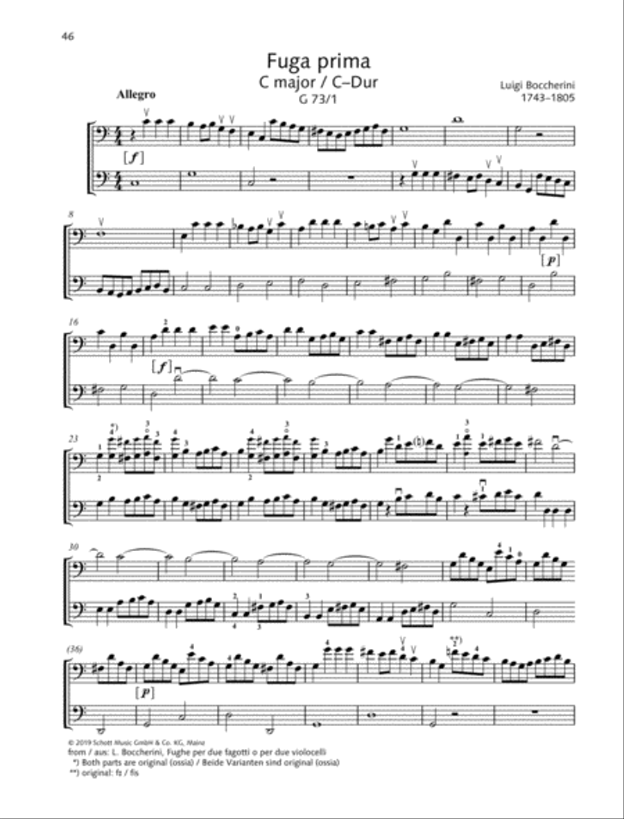 Fuga prima C major G 73/1 Cello scores gallery preview page 2