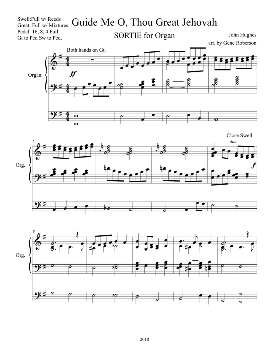 Guide Me O Thou Great Jehovah - Organ Sortie Organ Solo scores gallery preview page 2