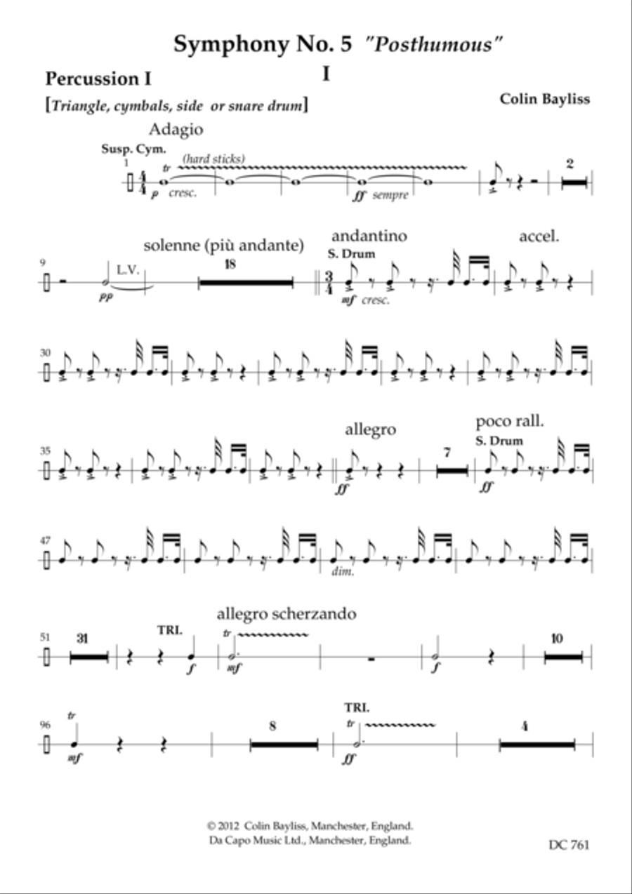 Symphony No.5 [percussion parts] Percussion Ensemble scores gallery preview page 1