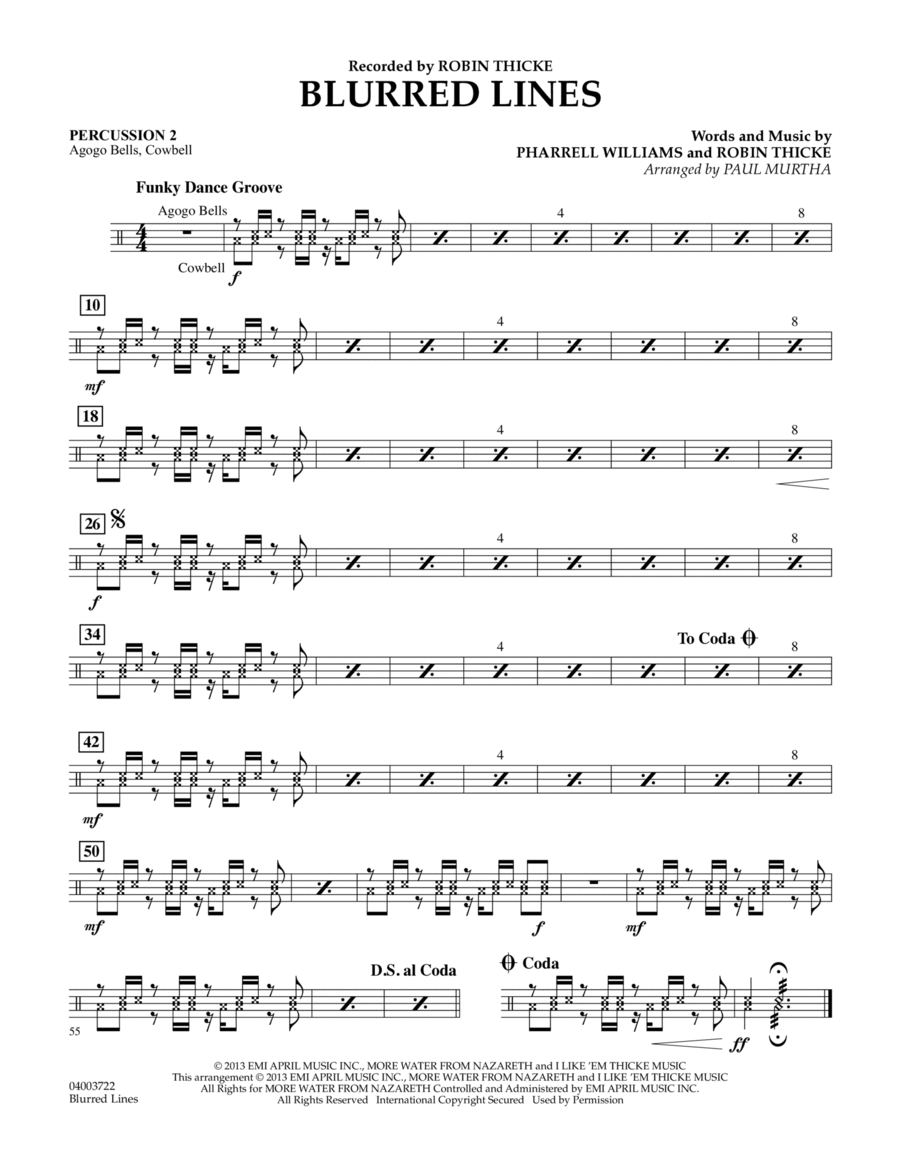Blurred Lines - Percussion 2 Concert Band scores gallery preview page 1