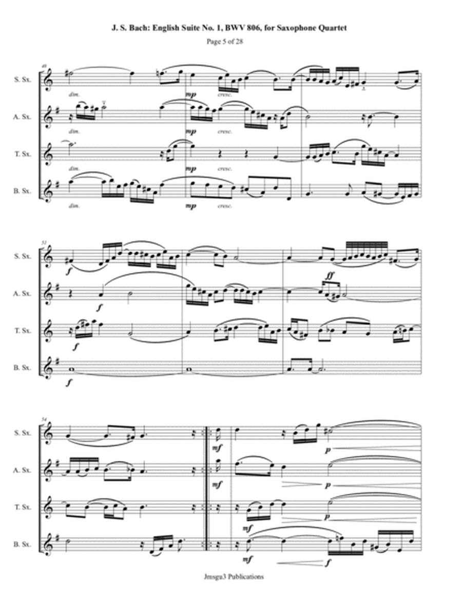 Bach: The Six English Suites Complete for Saxophone Quartet image number null