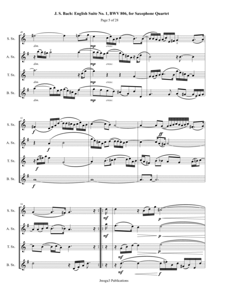 Bach: The Six English Suites Complete for Saxophone Quartet image number null