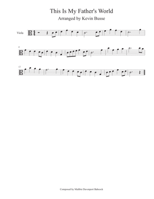 This Is My Father's World (Easy key of C) - Viola