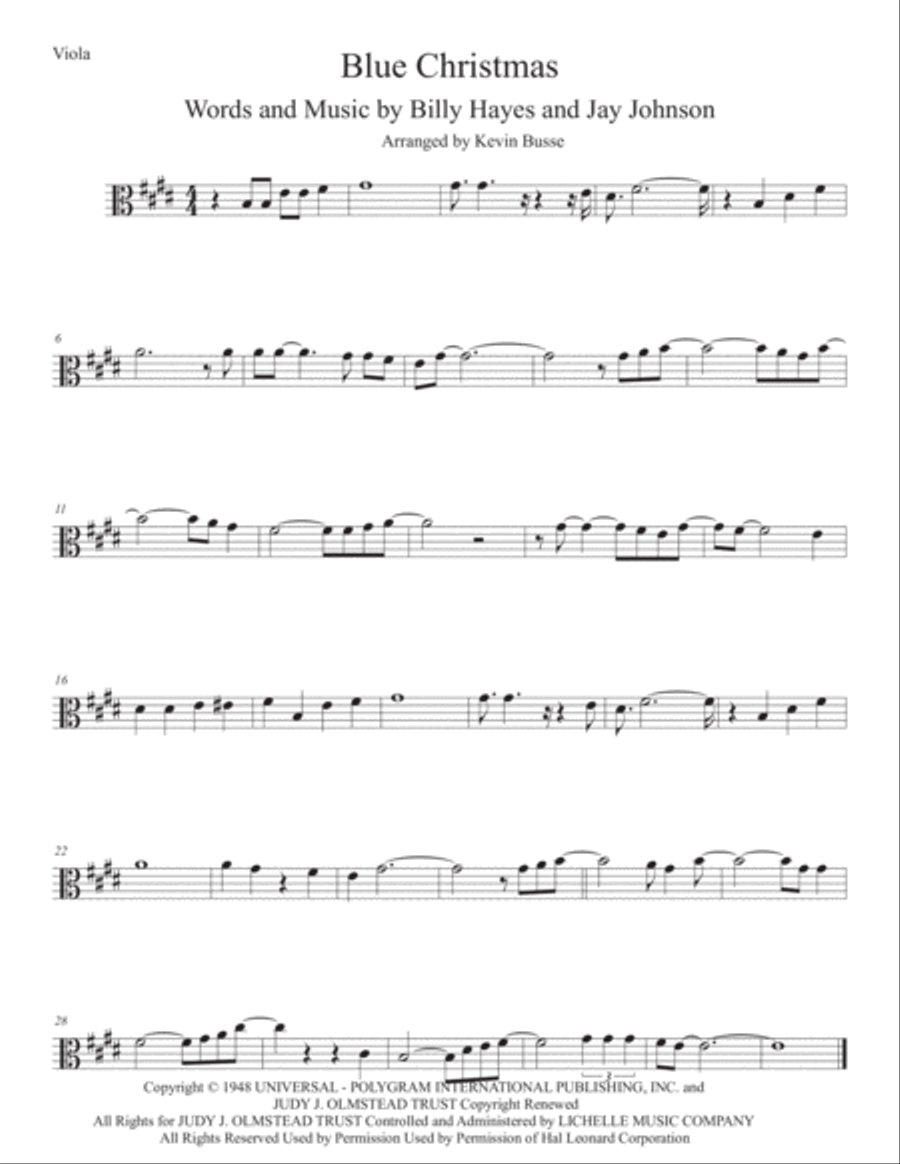 Blue Christmas Viola Solo scores gallery preview page 1